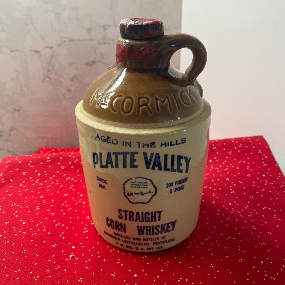 Vintage McCormick Platte Valley Straight Corn Whiskey Jug with Cork‎ Collectible